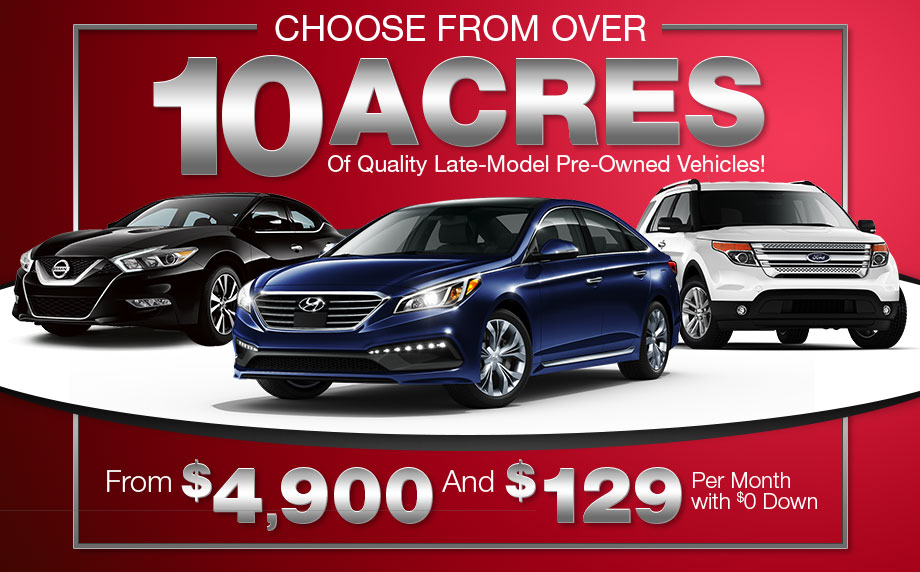 Choose from over 20 acres of quality late-model pre-owned vehicles