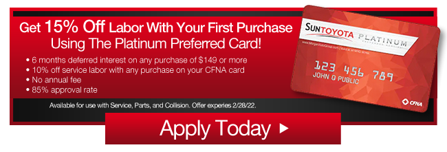 GET $15 OFF YOUR FIRST SERVICE BILL WITH THE PLATINUM PREFERRED CARD!