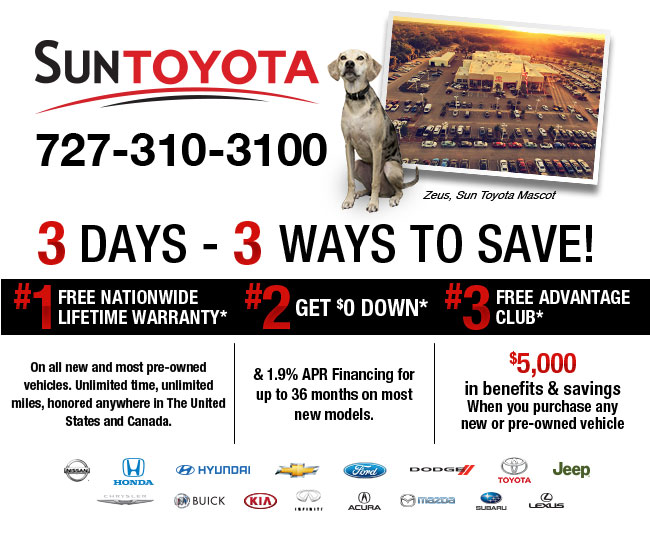 Special Promotional Offer from Sun Toyota in Holiday Florida, near New Port Richey