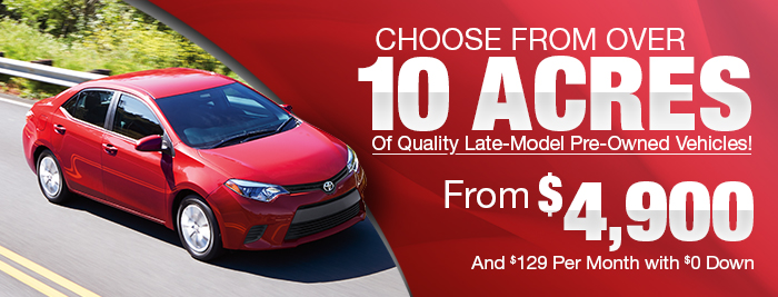 Choose from over 20 acres of quality late-model pre-owned vehicles