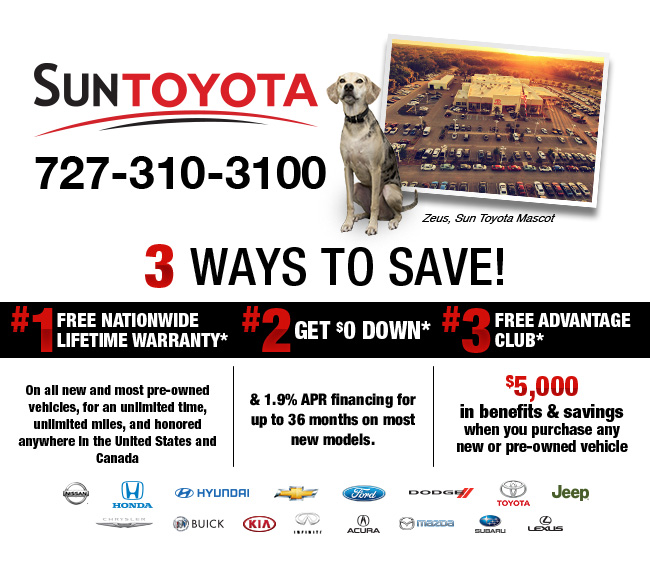 Special Promotional Offer from Sun Toyota in Holiday Florida, near New Port Richey