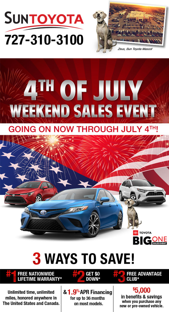 Special savings and promotional offers from Sun Toyota, Holiday Florida