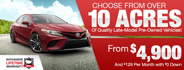 Choose from over 20 acres of quality late-model pre-owned vehicles