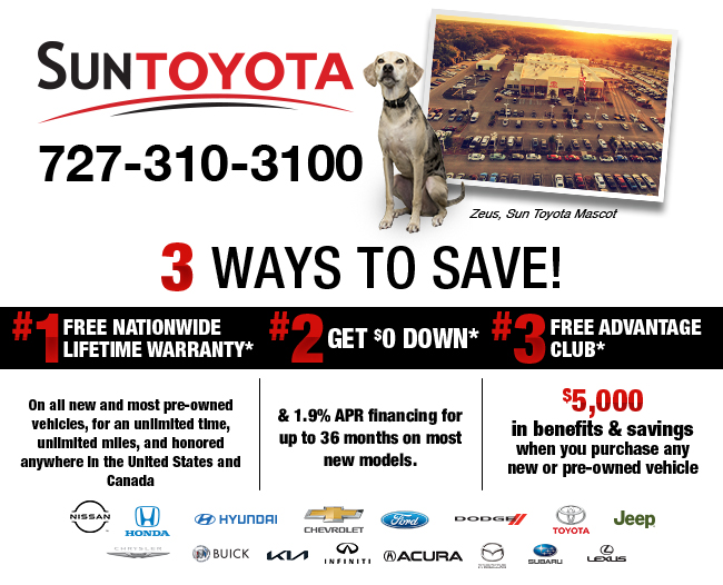 Special Promotional Offer from Sun Toyota in Holiday Florida, near New Port Richey