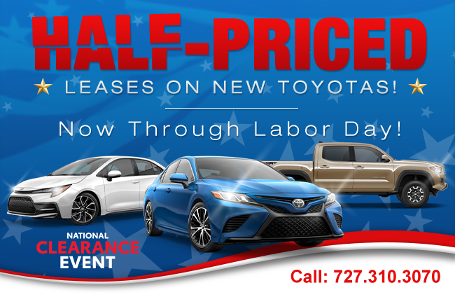 Half-Priced Leases On New Toyotas! Now Through Labor Day