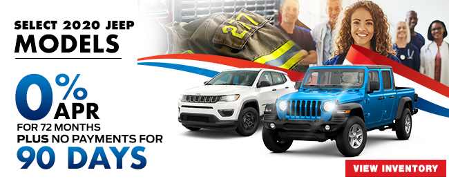 0% APR for 72 months PLUS no payments for 90 days on select 2020 Jeep models

