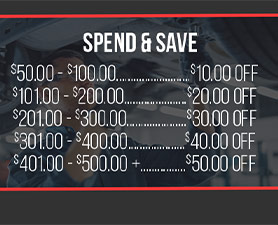 the more you spend the bigger discount you get. See servicer for details.