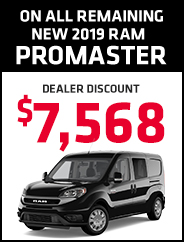 On All Remaining New 2019 RAM ProMaster