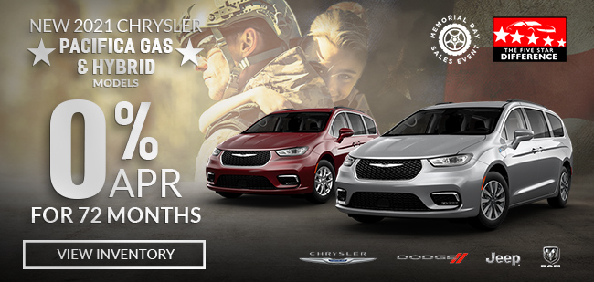 0% APR Financing for 72 Months on New 2021 Chrysler Pacifica Gas & Hybrid models
