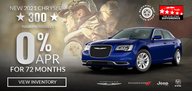 0% APR Financing for 72 Months on New 2021 Chrysler 300 Touring models