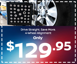 Drive stright save more 4-wheel alignment service offer