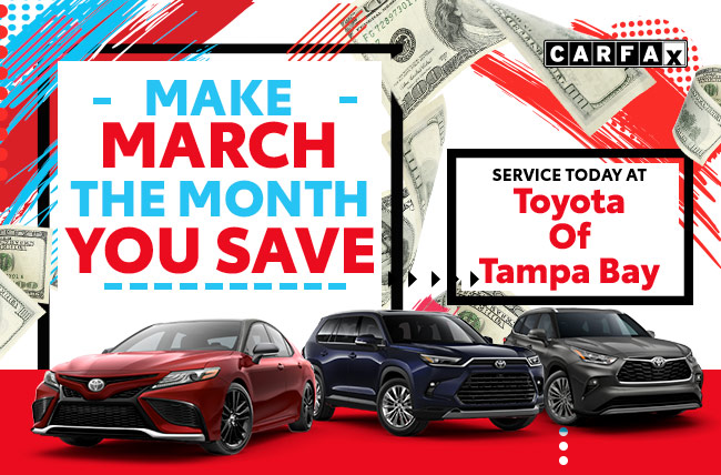 Make March the month you save, service today at Toyota of Tampa Bay
