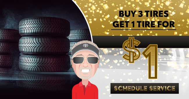 get 1 tire for $1USD when you buy 3 tires