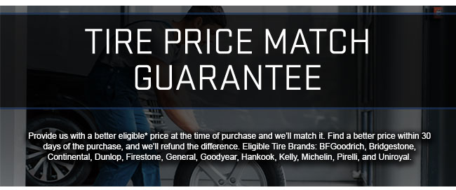 featured service offer, tire price match guarantee