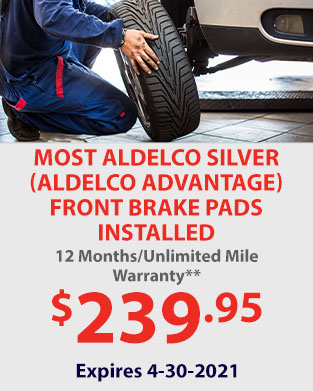 Most Aldelco Silver Front Brake Pads Installed