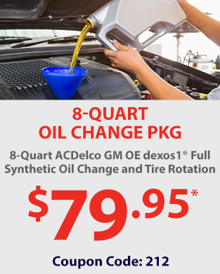 8-Quart ACDelco GM OE dexos1® Full Synthetic Oil Change and Tire Rotation