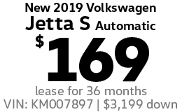 New 2019 VW Jetta S $169 per month