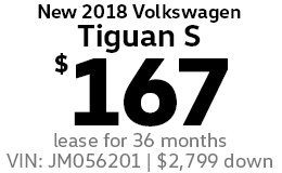New 2018 VW Tiguan S $167 per month
