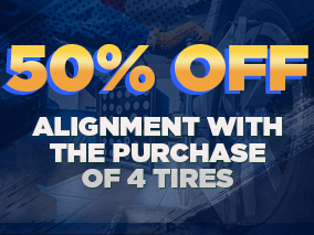 discount on alignment with purchase of 4 tires