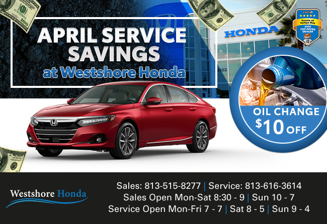 Promotional Service Offers from Westshore Honda, Tampa Florida