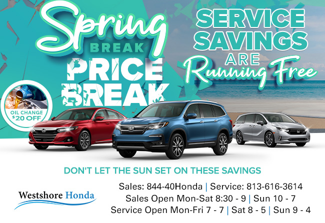 Spring break price break. service savings are running free.