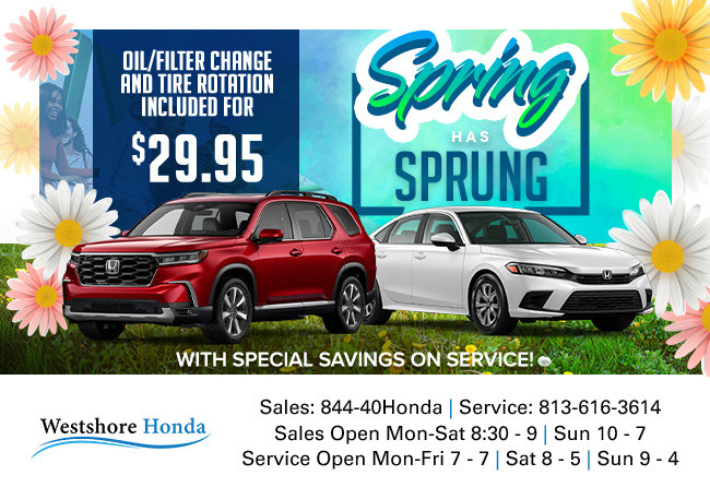 Spring break price break. service savings are running free.