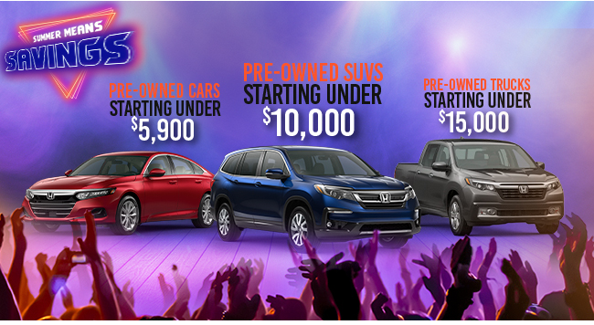 promotional offer on vehicles from Westshore Honda
