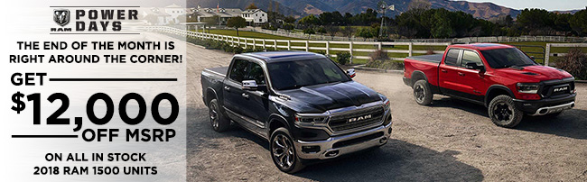 Get $12,000 Off MSRP on all in stock 2018 Ram 1500 Units