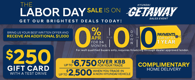 The Labor Day Sale is on - Get our brightest deals today at Brandon Hyundai