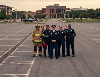 MILITARY & FIRST RESPONDERS standing side by side