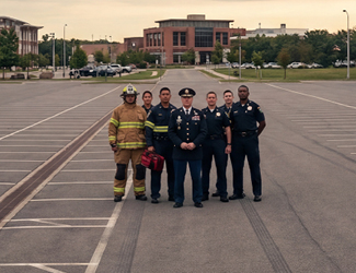 MILITARY & FIRST RESPONDERS standing side by side