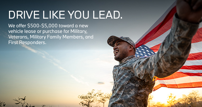 Drive like you lead discount for Military, first responders.