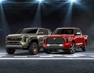 side by side images of a Toyota Tacoma and a Tundra