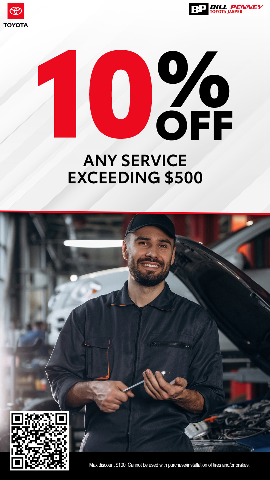 10 precent off any service exceeding $500 special