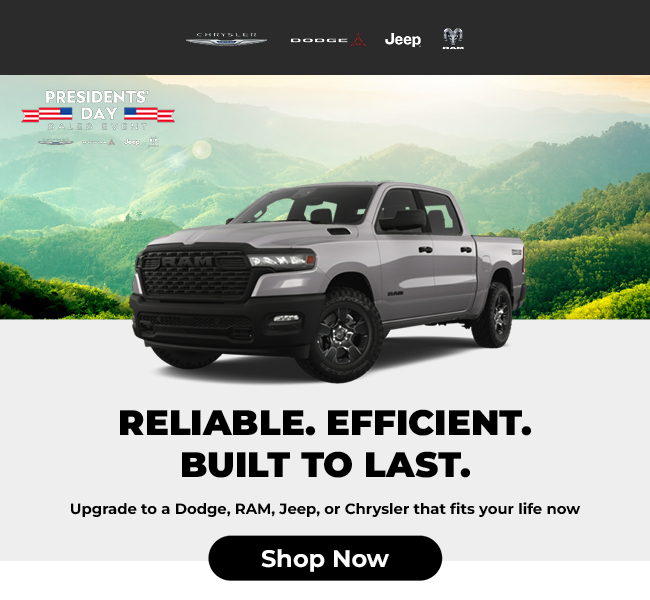 Reliable efficient Built to last - Upgrade to a Dodge RAM Jeep or Chrysler that fits your life now