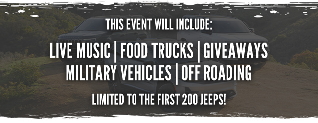 event includes live music, food trucks, giveaways, military vehicles, off roading