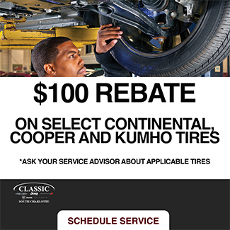 $100 rebate on select Continental Cooper and Kumho Tires