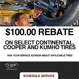 $100 rebate on select Continental Cooper and Kumho Tires