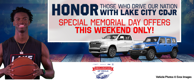 Special Memorial Day Offers This Weekend Only at Lake City Chrysler Dodge Jeep Ram