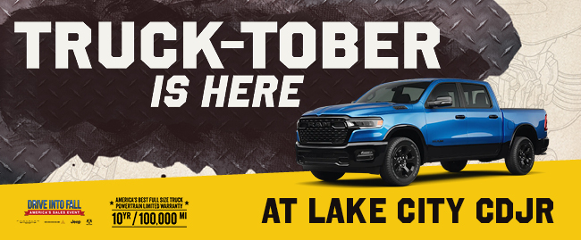 >Truck-tober is here at Lake City Chrysler Dodge Jeep Ram