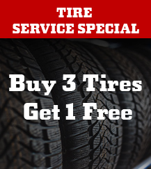 Tire service special - Buy 3 tires get 1 free