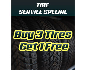 Tire service special - Buy 3 tires get 1 free