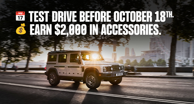 Test Drive and earn $2,000 in accessories