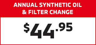 Annual Synthetic Oil and Filter Change special