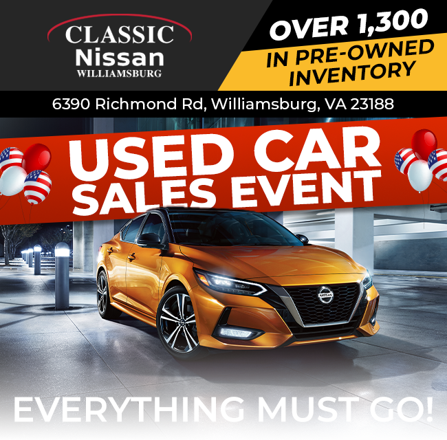 Classic Nissan Newport News & Williamsburg Used Car Sales Event - everything must go