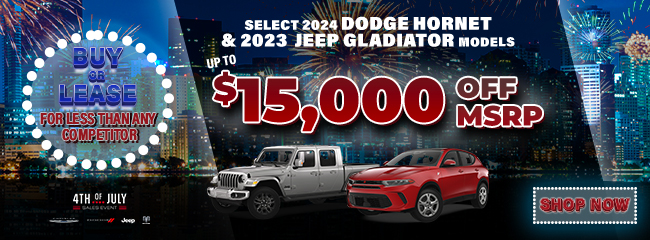 Select 2024 Dodge Hornet and 2023 Jeep Gladiator models