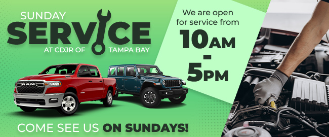 Sunday Service at CDJR of Tampa Bay - Come see us on Sundays