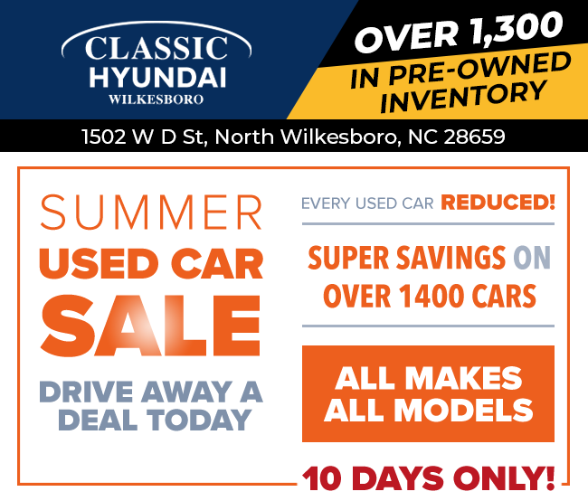 Classic Hyundai of Wilkesboro - Used Car sales event - Everything must go