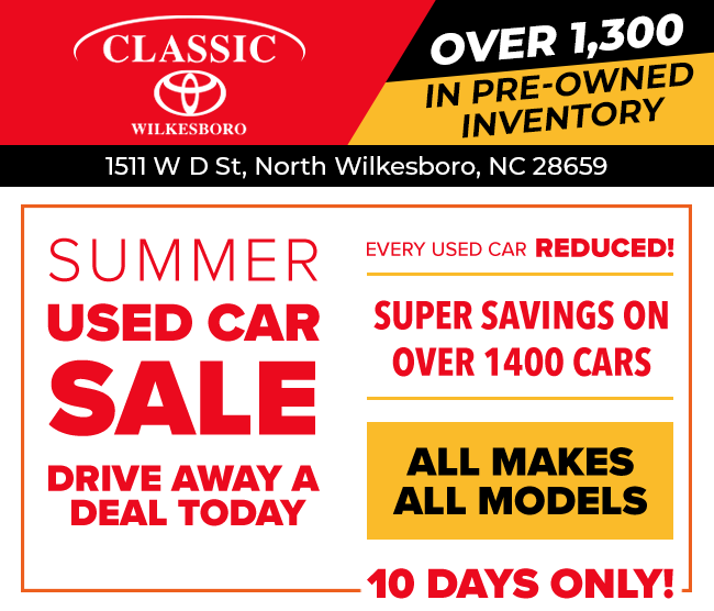 Classic Toyota of Wilkesboro - Used Car sales event - Everything must go