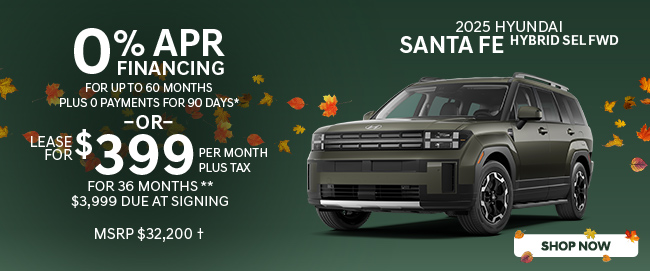 offer on new 2025 Santa Fe Hybrid